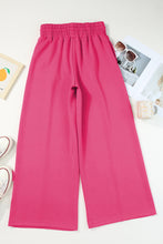 Load image into Gallery viewer, Rose Red Terry Knit Drawstring Smocked Waist Wide Leg Sweatpants
