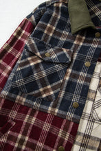 Cargar imagen en el visor de la galería, Red Mixed Plaid Patchwork Retro Shacket
