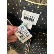 Cargar imagen en el visor de la galería, Vintage Leslie Faye Black &amp; Gold Studded Women's Blazer Jacket
