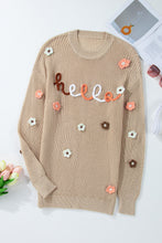 Cargar imagen en el visor de la galería, Parchment Hello Floral Embroidered Knit Loose Sweater
