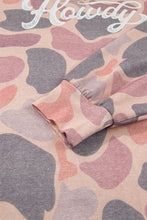 Cargar imagen en el visor de la galería, Multicolour Camo Print Howdy Western Style Baggy Pullover Sweatshirt
