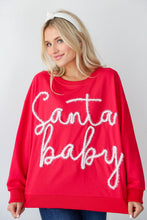 Cargar imagen en el visor de la galería, Fiery Red Christmas Santa Baby Tinsel Graphic Sweatshirt
