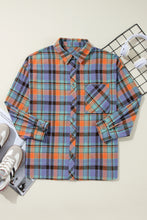 Load image into Gallery viewer, Orange Plus Size Plaid Print Buttoned Shirt
