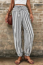 Cargar imagen en el visor de la galería, Black Stripe Boho Striped Print Casual Pants
