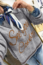Load image into Gallery viewer, Light Grey See You Cowboy Embroidered Western Graphic Sweater
