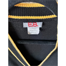 Cargar imagen en el visor de la galería, Vintage E.B. Black &amp; Gold Trim Cardigan Jacket with Gold Crest Buttons
