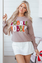 Load image into Gallery viewer, Dark Khaki GOBBLE Letter Graphic Thanksgiving Shift Sweatshirt
