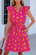 Cargar imagen en el visor de la galería, Rose Double Polka Dot V Neck Ruffled Short Sleeve Dress
