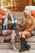 Cargar imagen en el visor de la galería, Chestnut Sequin Happy Halloween Graphic Notched Neck Long Sleeve Loose Top
