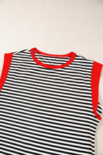 Load image into Gallery viewer, Black Stripe Colorblock Edge Round Neck Tank Top
