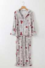 Load image into Gallery viewer, Light Grey Christmas Printed Shirt and Pants Pajama Set
