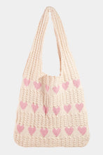 Cargar imagen en el visor de la galería, Fame Contrast Heart Crochet Tote Bag
