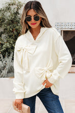 Cargar imagen en el visor de la galería, White Solid Color Cute Bow Detail Loose Hoodie
