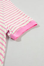 Cargar imagen en el visor de la galería, Pink Stripe Contrast Patchwork Oversized T Shirt
