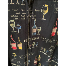 Cargar imagen en el visor de la galería, Vintage 90s Wine Print Navy Zip-Front Jacket - Merlot Bling Zipper
