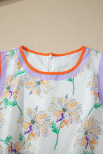 Load image into Gallery viewer, White Floral Print Color Block Trim Belted Sleeveless Maxi Dress
