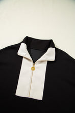 Load image into Gallery viewer, Black Contrast Zipped Stand Collared T Shirt and Short Set
