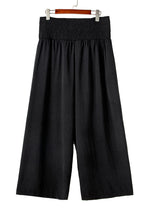 Cargar imagen en el visor de la galería, Black Shirred High Waist Plus Size Wide Leg Pants
