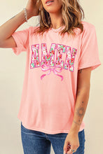 Load image into Gallery viewer, Pink Floral AMEN Bow Graphic Crewneck T Shirt
