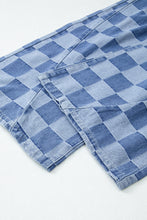 Cargar imagen en el visor de la galería, Dusk Blue Checkered Denim Wide Leg Jeans
