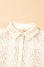 Cargar imagen en el visor de la galería, Beige Lace Crochet Collared Tunic Oversized Shirt
