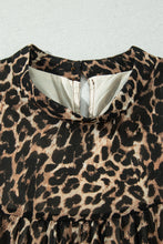Load image into Gallery viewer, Brown Leopard Print Long Sleeve Short Shift Dress
