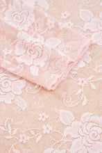 Load image into Gallery viewer, Apricot Pink Sheer Floral Lace Mesh Mock Neck Long Sleeve Top
