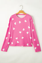 Load image into Gallery viewer, Pink Valentine Heart Print Long Sleeve Tee and Shorts Lounge Set
