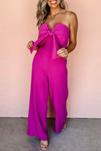 Cargar imagen en el visor de la galería, Bright Pink Bowknot Strapless Wide Leg Jumpsuit
