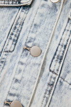 Load image into Gallery viewer, Beau Blue Light Wash Buttoned Chest Pocket Puff Sleeve Denim Jacket
