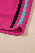 Load image into Gallery viewer, Strawberry Pink Striped Detail Flutter Sleeve Zipped Collar Short Set

