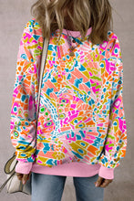 Cargar imagen en el visor de la galería, Pink Abstract Printed Drop Shoulder Loose Sweatshirt
