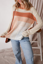 Load image into Gallery viewer, Apricot Pointelle Knit Colorblock Baggy Sweater
