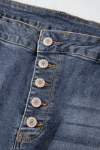 Load image into Gallery viewer, Medium Grey Plus Size Button Fly High Waist Ripped Straight Leg Jeans
