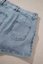 Load image into Gallery viewer, Dusk Blue Studded Acid Wash Jean Shorts
