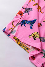 Load image into Gallery viewer, Pink Cheetah Print Short Sleeve Shirt and Pants Lounge Set
