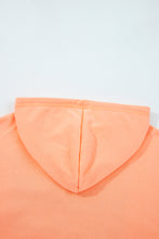 Load image into Gallery viewer, Grapefruit Orange Plaid Floral Patchwork Kangaroo Pocket Hooded Long Sleeve Top
