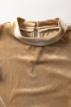 Cargar imagen en el visor de la galería, Light French Beige Frilly Puff Sleeve Mock Neck Blouse
