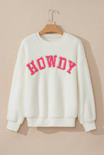 Load image into Gallery viewer, Beige Sherpa HOWDY Patched Pullover Sweatshirt
