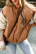 Cargar imagen en el visor de la galería, Buckskin Corduroy Fleece Patchwork Buttoned Bomber Jacket
