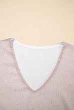 Cargar imagen en el visor de la galería, Light Pink V Neck Sequin Plisse Long Sleeve Blouse
