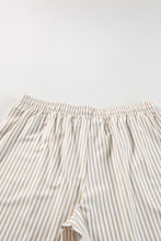 Load image into Gallery viewer, Khaki Stripe Plus Size Drawstring High Waist Wide Leg Pants
