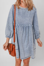 Cargar imagen en el visor de la galería, Beau Blue Light Wash High Waist Loose Fit Denim Mini Dress
