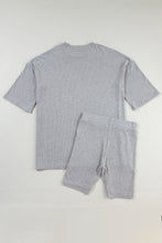 Load image into Gallery viewer, Light Grey Solid Color Loose Tunic Top and Slim Shorts Set
