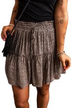 Load image into Gallery viewer, Leopard Drawstring Frilly Short Skirt
