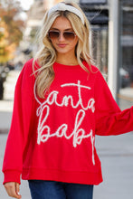 Cargar imagen en el visor de la galería, Fiery Red Christmas Santa Baby Tinsel Graphic Sweatshirt
