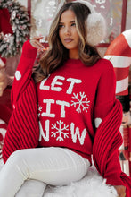 Cargar imagen en el visor de la galería, Red Dahlia LET IT SNOW Graphic Christmas Holiday Loose Sweater

