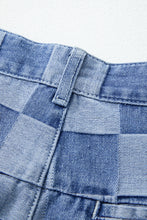 Cargar imagen en el visor de la galería, Dusk Blue Checkered Denim Wide Leg Jeans
