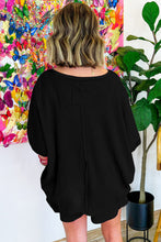 Cargar imagen en el visor de la galería, Black Waffle Knit Oversize Tee and Shorts Set
