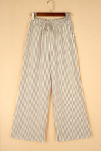 Load image into Gallery viewer, Khaki Stripe Print Wide Leg Drawstring Pants
